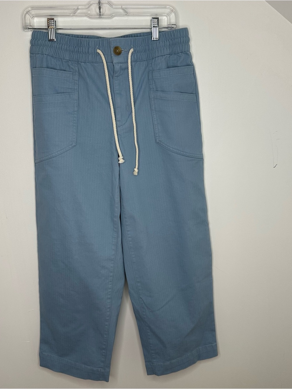 Lands’ End Light Blue Wide Leg Crop Pants Women’s Medium Elastic Waist